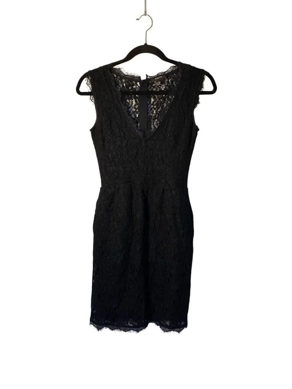 Babaton women’s black lace V-neck sheath dress 0